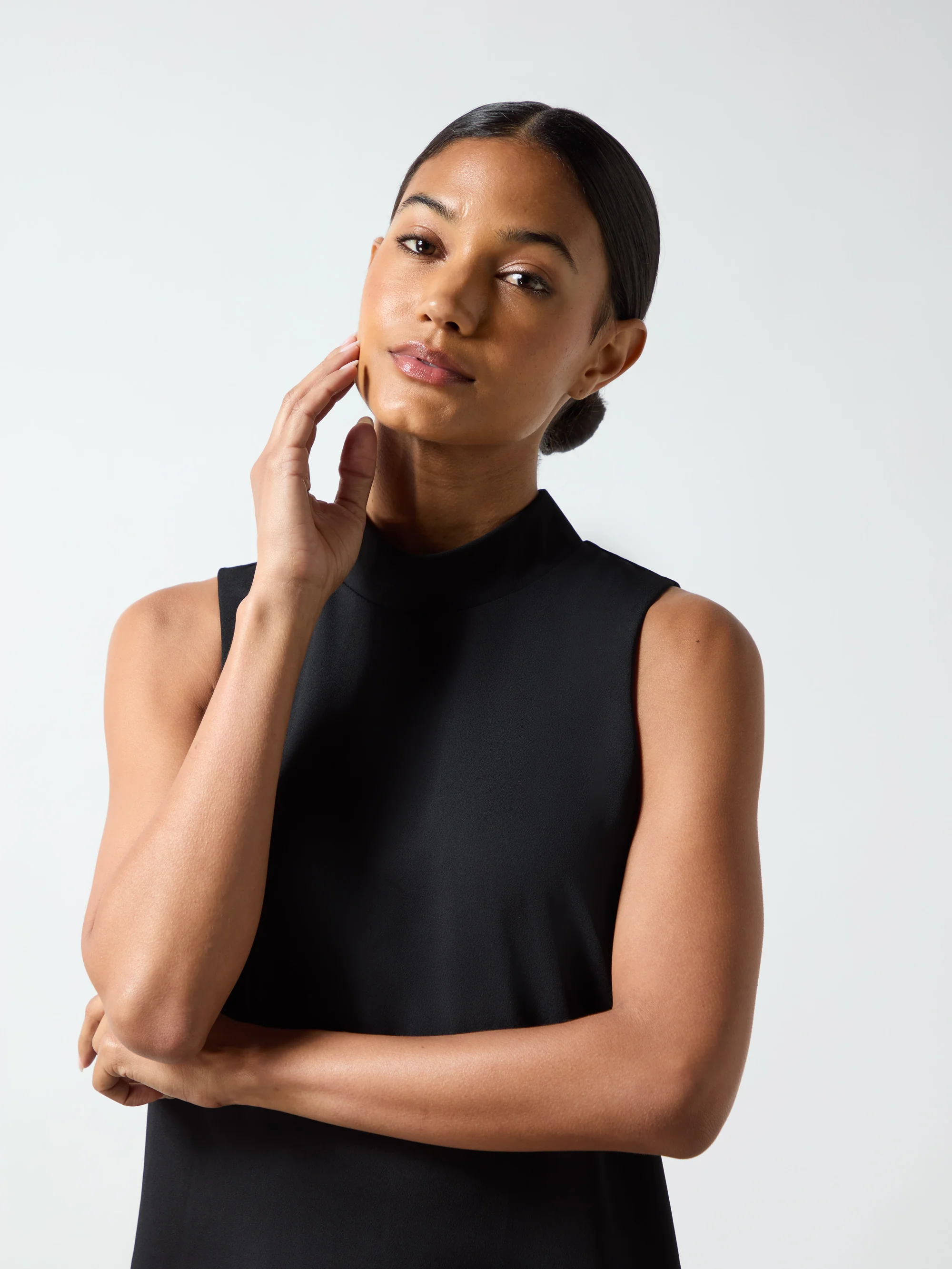 Black Bead Trim Halter Dress