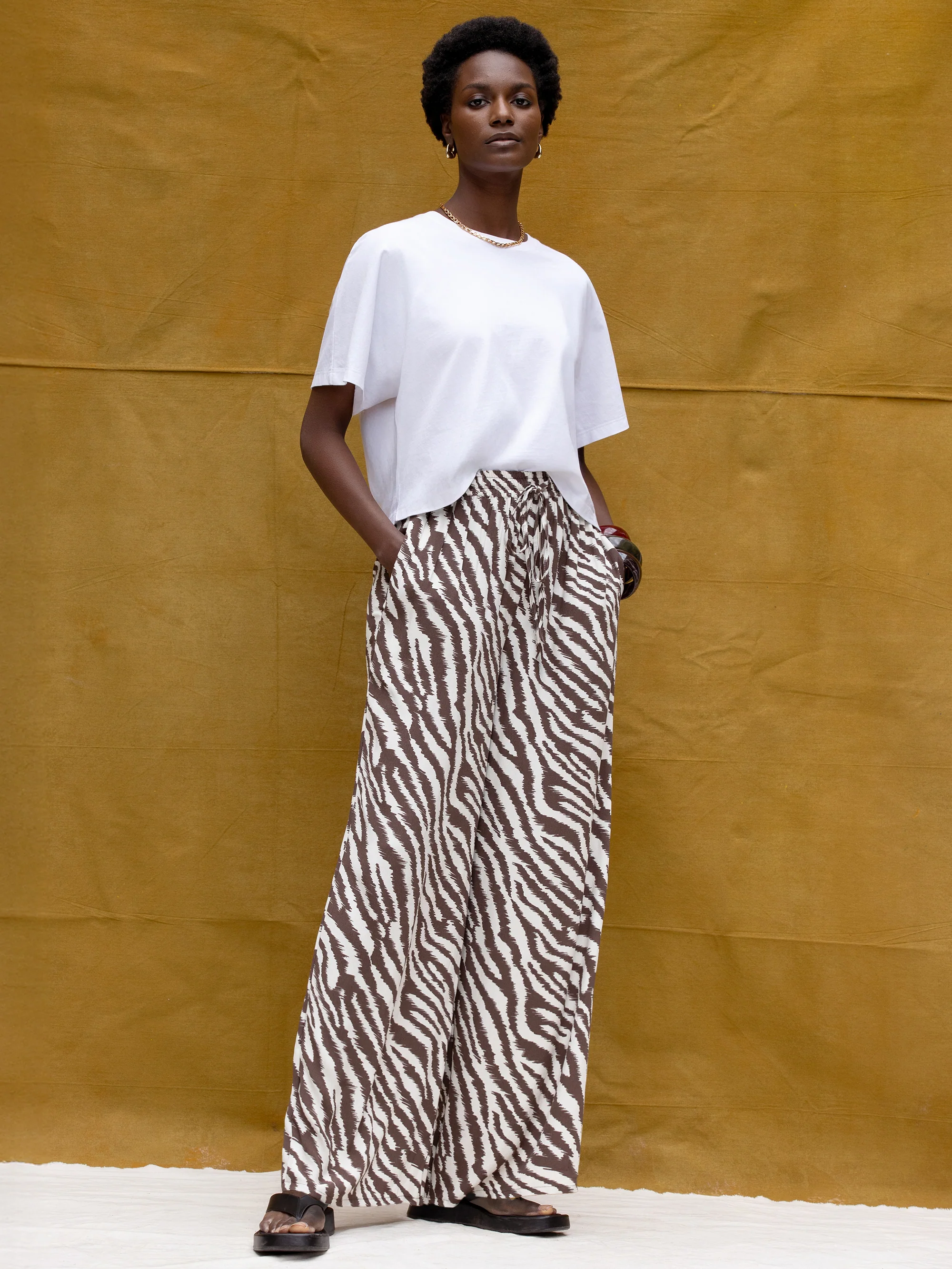 Petite Brown Zebra Print Trousers