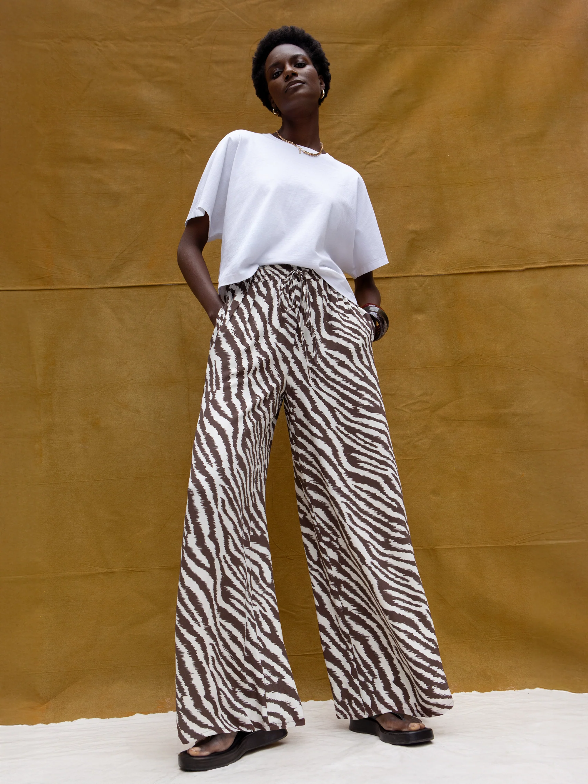 Petite Brown Zebra Print Trousers