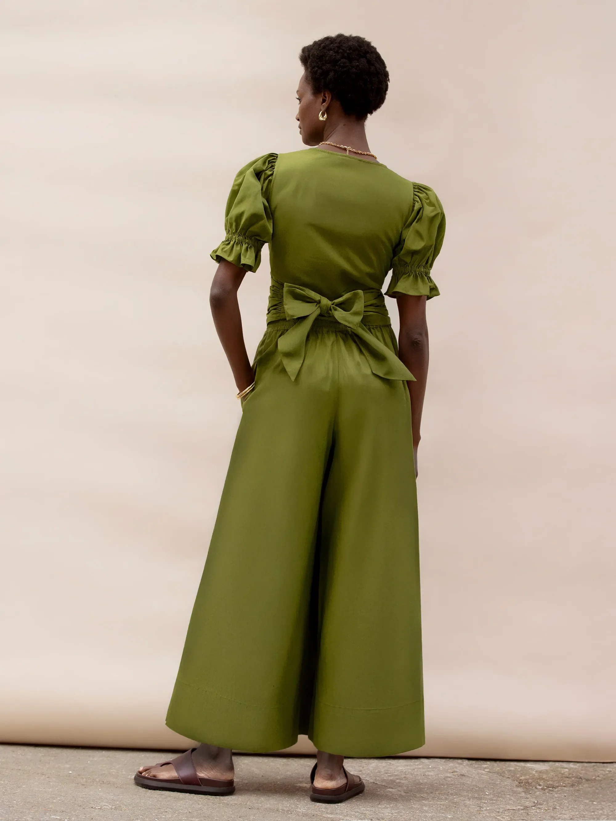 Petite Khaki Cotton Poplin Culottes